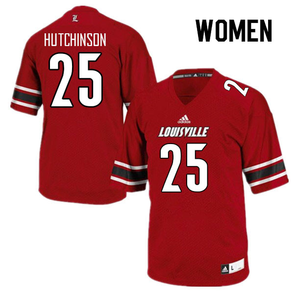 Women #25 D'Angelo Hutchinson Louisville Cardinals College Football Jerseys Sale-Red - Click Image to Close